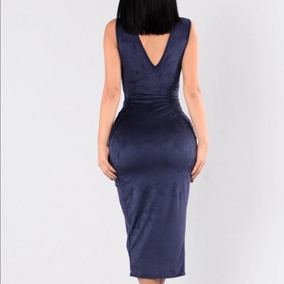 Navy Faux Seude dress - Picture 2 of 3